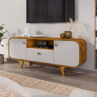 Rack para TV Até 55 Polegadas Bianchi 2 Portas 1 Gaveta Naturalle/Off White - Pnr Móveis