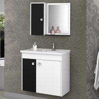 Armário de Banheiro Zalma Branco/Preto - Pnr Móveis