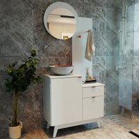 Armário de Banheiro Bn3680 2 Portas 1 Gaveta com Espelho  Branco - Tecno Mobili