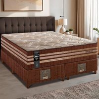 Cama Box King Colchão + Box 193x203x76 com Espuma Látex Robust Gel 220 Caramelo Cama inBox