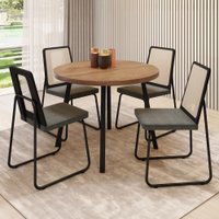 Conjunto Sala de Jantar 4 Cadeiras Varese Carraro Nogal e Preto
