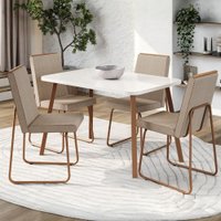 Conjunto Sala de Jantar 4 Cadeiras Creta Carraro Gelo e Rosê