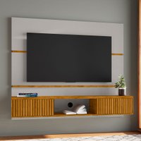 Painel para TV Até 60 Polegadas 2 Portas Dominique Ripado Off-White/Naturalle - Pnr Móveis