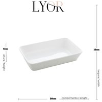 Travessa de Porcelana Branca de 750ml Refratário Pequeno Retangular Servir Mesa Posta Línea Lyor