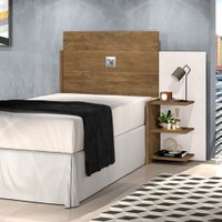 Cabeceira de Solteiro Extensível Letônia 3 Prateleiras Jequitibá/Off White - Pnr Móveis