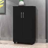 Armário Multiuso Haarlem 2 Portas 3 Prateleiras Preto  - Pnr Móveis