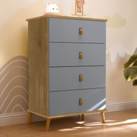 Cômoda de Bebê Estrelinha 4 Gavetas Cinza/Nature - Pnr Móveis