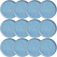 Kit 12 Pratos Cerâmica Azul Rasos 27cm Porto Brasil Linhas Breeze Mesa Posta Jantar