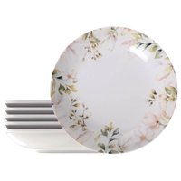 Jogo 6 Pratos Fundos 22cm Porcelana Tramontina Magnólia Sopas Caldos Mesa Posta