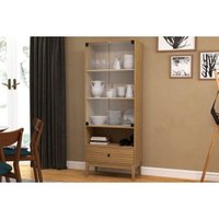 Cristaleira Sala Jantar MB 1057 c/ 2 Portas de Vidro e 1 Gaveta Mel - Movelbento