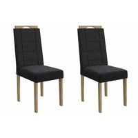 Cadeira Sala de Jantar Flora 2CAD161 Madeirado Kit 2 Un Carvalho/Suede Preto - Kappesberg