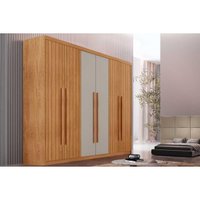Guarda Roupa Casal 6 Portas (4 Frisadas) e 2 Gavetas Hawaii Naturale/Off White - Rufato