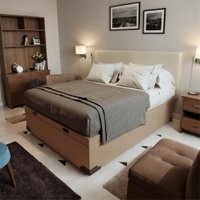 Base para Cama Box Casal Taren com Baú Linho (47x138x188 cm) Bege