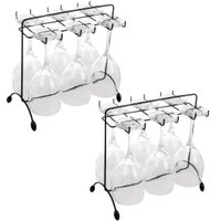 Kit 2 Suportes Porta Taças de Vinho Preto 16x27cm Aramado de Mesa Bancada