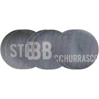Kit 6 Pratos Rasos Tramontina Churrasco Stone Porcelana 28cm Temático BBQ Steak