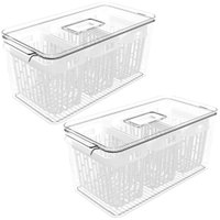 Kit 2 Organizadores de Geladeira 6l Com 6 Cestos Plásticos Frutas Dry Coza Grande Cozinha