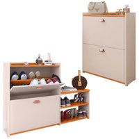 Kit Sapateira Closet Prateleira Organizadora Calçados Banquinho Hall Entrada Gaveta Basculante Off White/Cinamomo - RPM Kit Sapateira Closet Prateleira Organizadora Calçados Banquinho Hall Entrada Gaveta Basculante Off White/Cinamomo - RPM