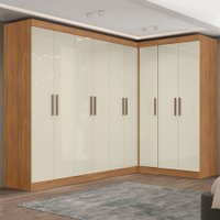 Guarda-Roupa Casal Modulado Paris 9 Portas 2 Gavetas Cinamomo/Off - Maxel
