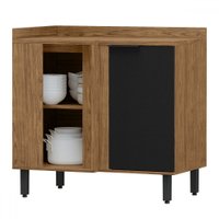 Balcão de Cozinha Cloe 100% Mdf 1 Porta Freijó/Nero - Pnr Móveis