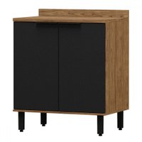 Balcão de Cozinha Cloe 2 Portas 100% Mdf Freijó/Nero Bto02 - Pnr Móveis