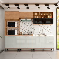Cozinha Completa Sophie 9 Portas 3 Gavetas com Vidro 100% Mdf Freijo/Off White - Pnr Móveis