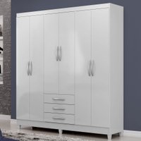 Guarda-Roupa Casal Noemi 6 Portas 3 Gavetas Branco - Pnr Móveis