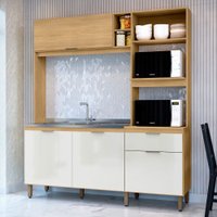 Cozinha Compacta Cloe 4 Portas 1 Gaveta Castanho/Off White - Pnr Móveis