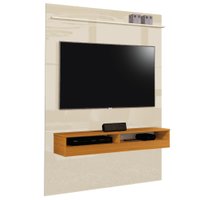 Painel Para TV Até 50 Polegadas 1,20m Com Prateleira e Nicho Torino Off White/Madeirado EDN