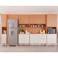 Kit de Cozinha Completa 9 Peças Divina (3Aéreos+2Balcões+2Paneleiros+2Complementos) CZ010 Freijo/Off White - MGM