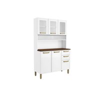 Kit de Cozinha Compacta Bella c/ 6 Portas (3 c/ Vidro) e 2 Gavetas 120cm Branco - Bertolini