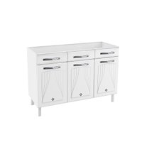 Gabinete p/ Pia Cozinha Balcão Star New Aço c/ 3 Portas e 3 Gavetas s/Tampo 120cm Branco - Telasul