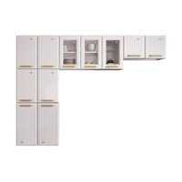 Kit de Cozinha Compacta Diamante New c/ 11 Portas ( 3 c/ Vidro ) Branco - Telasul