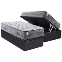 Cama Box Baú Solteiro: Colchão Molas Ensacadas D Angelis Anjos Versalhes + Base CRC Suede Gray (88x188)