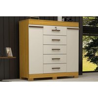 Cômoda Casal 2 Portas e 5 Gavetas Diana Cinamomo/Off White - ACP