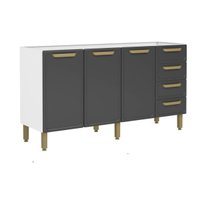 Gabinete de Cozinha Modulado Bella c/ 3 Portas e 4 Gavetas s/ Tampo 160cm Grafite - Bertolini