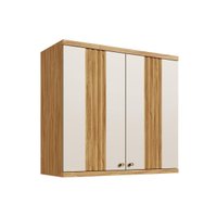 Armário Aéreo p/ Cozinha Sauvignon c/ 2 Portas Canelada 80cm Amendoa/Off White - Ronipa