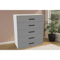 Cômoda Casal Valência c/ 5 Gavetas Branco/Cinza - Politorno