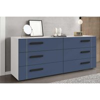 Cômoda de Quarto Lisboa c/ 6 Gavetas Branco/Azul - Politorno