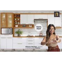 Kit Cozinha Modulada 6 Peças Burguesa Premium (3Aéreo+2Balcões+1Paneleiro) C6P55 Freijo/Off White - Nesher