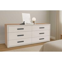 Cômoda Casal Valência c/ 6 Gavetas Freijo/Creme - Politorno