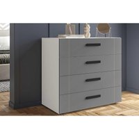 Cômoda de Quarto Lisboa c/ 4 Gavetas Branco/Cinza - Politorno
