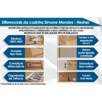 Módulo Cozinha Nesher Simone Mendes Balcão c/ Tampo Simone Mendes c/ 2 Portas e 2 Gavetas 120cm Carvalho/Cinza-Nesher