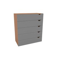 Cômoda de Quarto Porto c/ 5 Gavetas Freijo/Cinza - Politorno