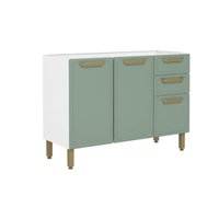 Balcão de Cozinha Bella c/ 3 Portas e 2 Gavetas s/ Tampo 120cm Verde - Bertolini