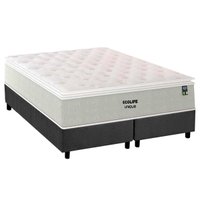 Cama Box Queen: Colchão Molas Ensacadas Plumatex Ecolife + Base CRC Suede Gray (158x198)