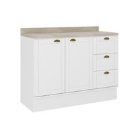 Gabinete p/ Pia Cozinha Balcão Bella 2608 2 Portas e 3 Gavetas s/Tampo 120cm Branco - Carraro