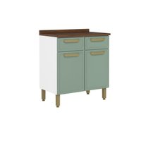 Balcão de Cozinha Modulado c/ Tampo Bella c/ 2 Portas e 2 Gavetas 80cm Verde - Bertolini