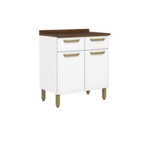 Balcão de Cozinha Modulado c/ Tampo Bella c/ 2 Portas e 2 Gavetas 80cm Branco - Bertolini