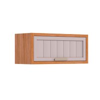 Armário de Cozinha Modulado Estela Geladeira c/ 1 Porta Basculante Ripada 80 cm Cinamomo/Off White - MGM