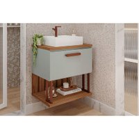 Balcão p/ Banheiro Duna 1 Porta c/ Cuba 60cm Pistache/Freijo - MGM